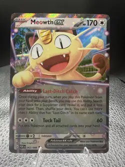 Pokemon TCG Meowth EX POR 062/088 Holo Rare Basic Ability Cat 170 HP Card - Image 1