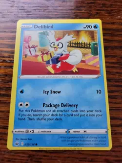 Delibird - Pokemon Chilling Reign Error Card - Misalignment dots - Miscut - Image 1