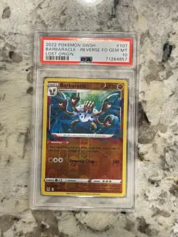 Pokemon Lost Origin Barbarcle Reverse Foil PSA 10 - Image 1