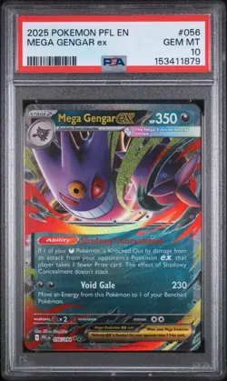 2025 POKEMON PFL EN-PHANTASMAL FLAMES #056 MEGA GENGAR EX PSA 10 - Image 1