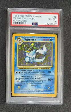 1999 Pokemon Jungle - #12 Vaporeon - Holo - No Symbol - PSA 6 - Image 1