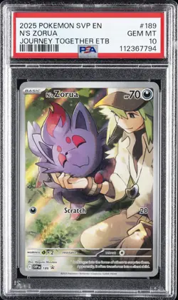 2025 POKEMON SVP EN-SV BLACK STAR PROMO #189 N'S ZORUA PSA 10 - Image 1