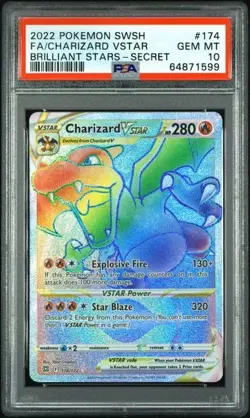 2022 POKEMON SWORD & SHIELD BRILLIANT STARS #174 FULL ART/CHARIZARD VSTAR PSA 10 - Image 1