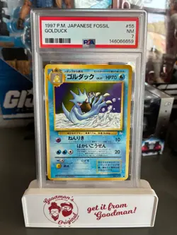 1997 Pokemon Japanese Fossil - GOLDUCK #55 - PSA 7, NEAR MINT Fresh Slab! - Image 1
