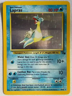 Lapras 10/62 Holo Rare Fossil Pokemon Unlimited Holo Heavily Played - Image 1
