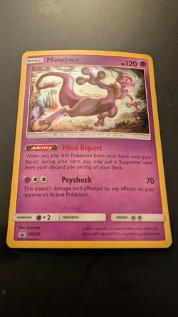 Pokemon Mewtwo Promo Holo SM Promo SM214 Mind Report Psyshock 120 HP - Image 1