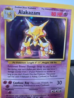 1999 Pokemon Base Set Alakazam Holo 1/102 WOTC LP Vintage Rare (C2) - Image 2