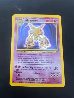 1999 Pokemon Base Set Alakazam Holo 1/102 WOTC LP Vintage Rare (C2) - Image 4