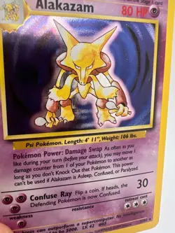 1999 Pokemon Base Set Alakazam Holo 1/102 WOTC LP Vintage Rare (C2) - Image 5
