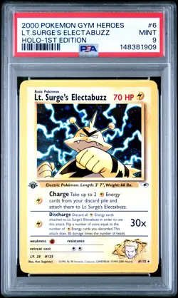 2000 POKEMON GYM HEROES HOLO-1ST EDITION #6 LT. SURGE'S ELECTABUZZ PSA 9 - Image 1
