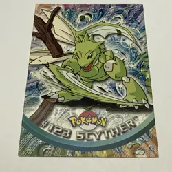 POKEMON TOPPS #123 SCYTHER NON-HOLO BLUE LOGO TV ANIMATION 2000 LP - Image 1