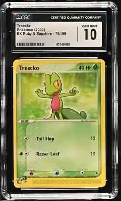 2003 Treecko 76/109 Pokemon EX Ruby and Sapphire Regular CGC 10 - Image 1