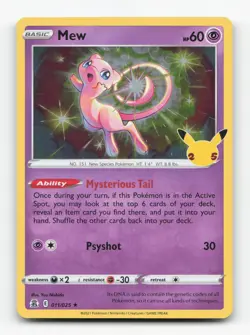 Pokemon TCG - Mew 011/025 Near Mint Holo Rare Celebrations - Image 1