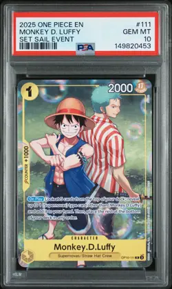 One Piece Monkey D Luffy OP10-111 Learn Together Set Sail Event Promo PSA 10 - Image 1