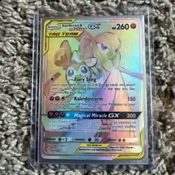 Pokemon TCG Gardevoir & Sylveon Rainbow Tag Team GX 225/214 Secret Rare Card - Image 1