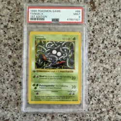 1999 Pokemon - 1st Edition Shadowless Tangela - Base Set 66/102 - PSA 9 - Image 1