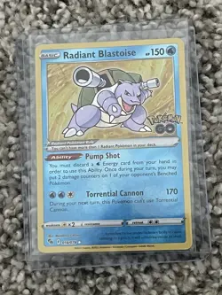 Pokemon Radiant Blastoise Radiant Rare Holo Pokemon GO 018/078 150 HP - Image 1