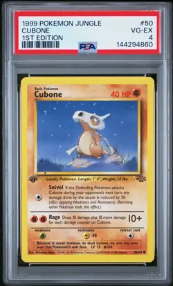 1999 POKEMON JUNGLE 1ST EDITION #50 CUBONE PSA 4 VG-EX - Image 1