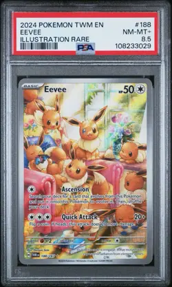 2024 Pokemon Eevee Twilight Masquerade Illustration Rare IR #188 PSA 8.5 - Image 1