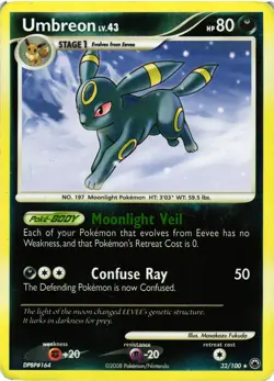 Pokemon TCG Umbreon 32/100 Rare Reverse Holo Majestic Dawn MP/HP - Image 1