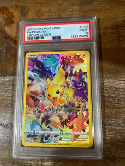 Pokemon 2023 Crown Zenith Full Art PIKACHU #160 PSA 9 Mint RARE 2 - Image 1