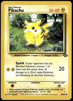 Pikachu 60/64 1st Edition: Jungle Pokemon TCG LP/MP E1 - Image 1