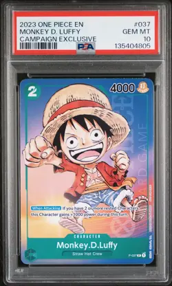 2023 ONE PIECE PROMOS CAMPAIGN EXCLUSIVE #037 MONKEY D. LUFFY PSA 10 - Image 1