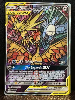Pokemon TCG Moltres Zapdos Articuno GX SM210 Stained Glass Promo Holo NM - Image 1