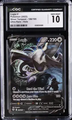 2022 POKEMON SILVER TEMPEST ULTRA RARE - HOLO #186/195 LUGIA V CGC 10 GEM MINT - Image 1