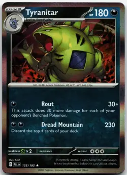 TYRANITAR 135/193 RARE PALDEA EVOLVED POKEMON HOLO NM - Image 1