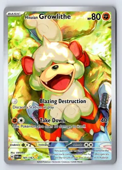 Hisuian Growlithe 181/167 Illustration Rare Twilight Masquerade Pokemon NM - Image 1