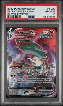 2022 POKEMON SWORD & SHIELD SILVER TEMPEST #TG20 FULL ART/RAYQUAZA VMAX PSA 10 - Image 1
