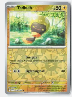 Tadbulb Reverse Holo 074/197 Common Obsidian Flames Pokemon Near Mint - Image 1