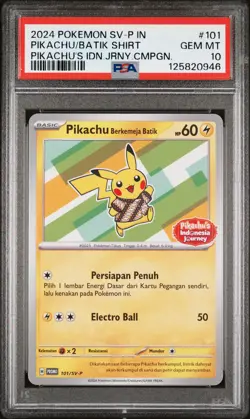 2024 POKEMON INDONESIAN SV-P PROMO #101 PIKACHU IN BATIK SHIRT PSA 10 - Image 1