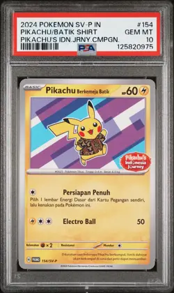 2024 POKEMON INDONESIAN SV-P PROMO #154 PIKACHU IN BATIK SHIRT PSA 10 - Image 1