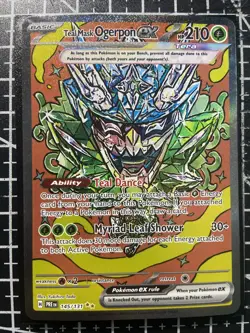 Pokemon Prismatic Evolutions- Teal Mask Ogerpon EX- #145/131, (Miscut- Mint) - Image 1