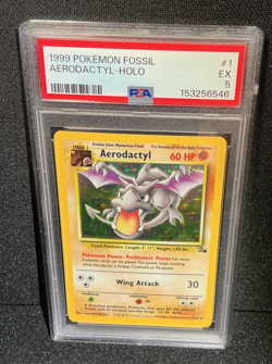 1999 POKEMON FOSSIL #1 AERODACTYL HOLO PSA 5 Graded - Image 1