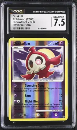 CGC 7.5 NEAR MINT+ Duskull SH2 Stormfront Reverse Holo Pokemon Card - Image 1