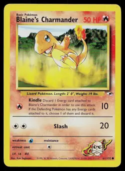 Pokemon Card Gym Heroes Blaine's Charmander 61/132 Unlimited Common - Image 1