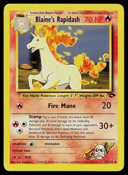 Pokemon Card Gym Challenge Blaine's Rapidash 33/132 Unlimited Uncommon - Image 1
