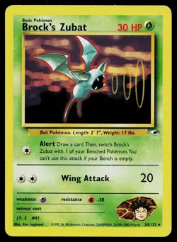 Pokemon Card Gym Heroes Brock's Zubat 24/132 Rare - Image 1
