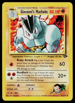 Pokemon Card Gym Challenge Giovanni's Machoke 42/132 Uncommon - Image 1