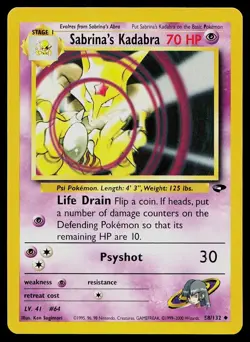 Pokemon Card Gym Challenge Sabrina's Kadabra 58/132 Uncommon - Image 1