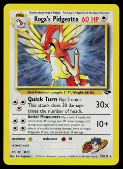 Pokemon Card - Gym Challenge 27/132 Koga's Pidgeotto Rare - Image 1