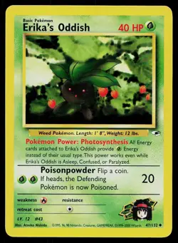 Pokemon Card Gym Heroes Erika's Oddish 47/132 Unlimited Uncommon - Image 1