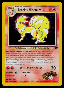 Pokemon Card Brock's Ninetales 3/132 Gym Challenge Holo - MP Holo Bleed & SWIRL - Image 1