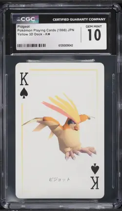 1998 Pokemon Japanese Playing Cards Yellow 3D Deck Pidgeot CGC 10 - Image 1
