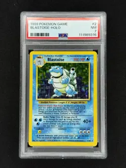 Pokemon 1999 Blastoise #2 Base Set Holo PSA 7 - Image 1