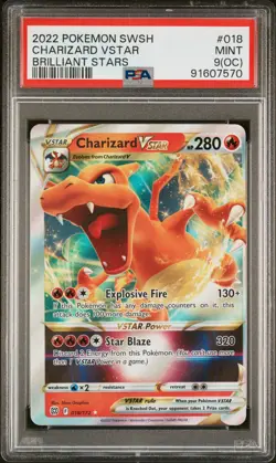 Charizard Vstar PSA 9 OC Brilliant Stars #018 Pokemon Card - Image 1