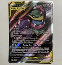 Pokemon Muk & Alolan Muk GX TAG TEAM Ultra Rare Holo SM-Unbroken Bonds 197/214 - Image 1